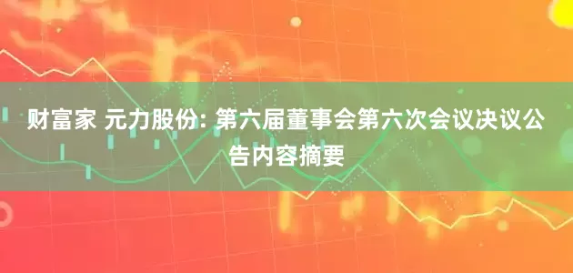 财富家 元力股份: 第六届董事会第六次会议决议公告内容摘要